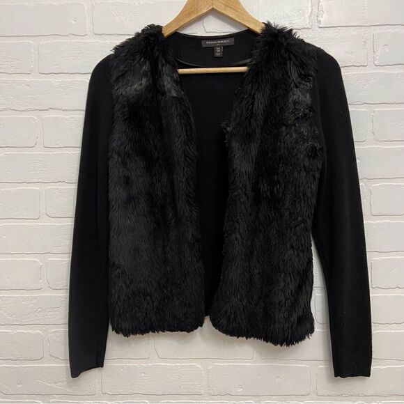 BANANA Republic black cardigan faux fur and cotton vest cardigan in XS - Picture 14 of 14